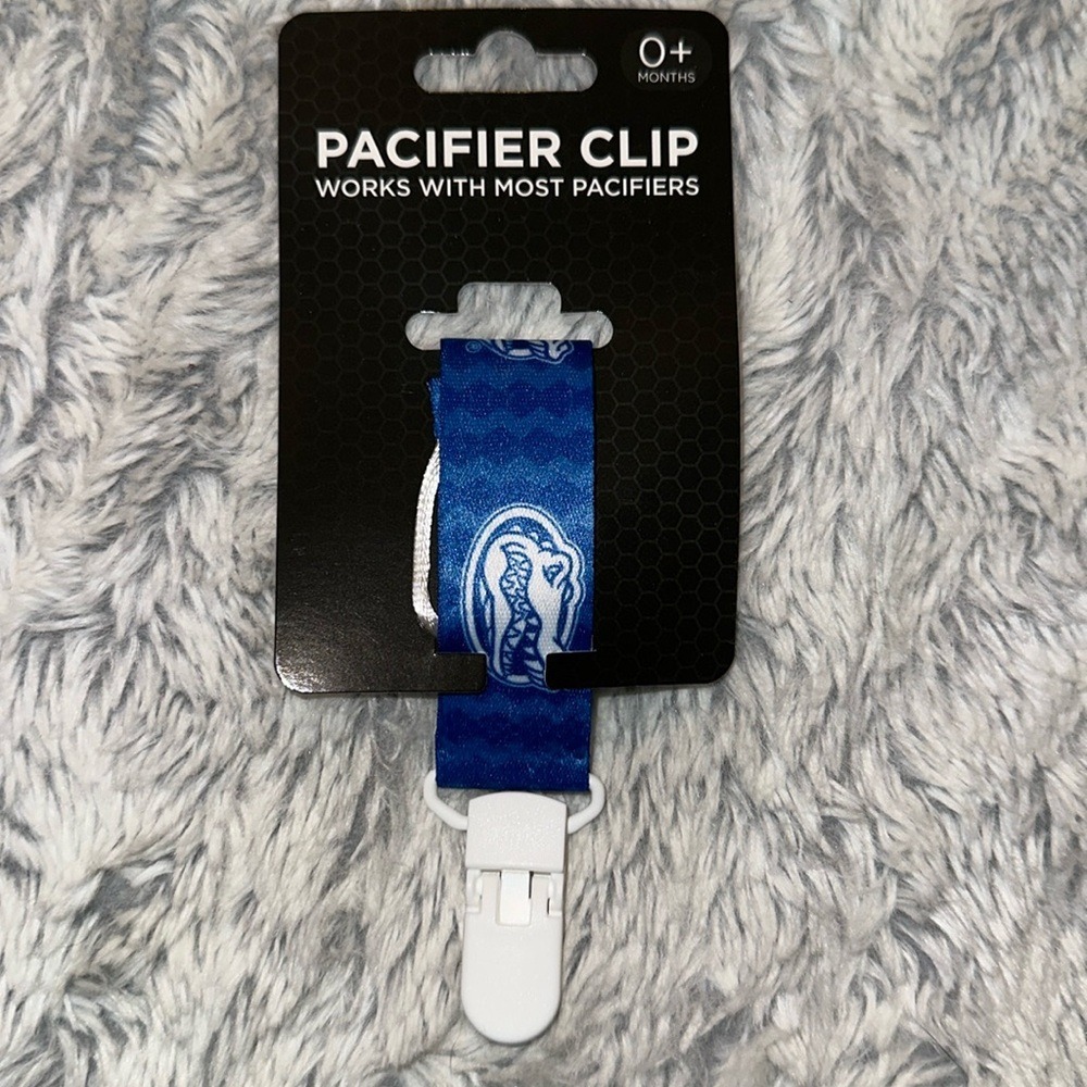NCAA Florida Gators Pacifier Clip Blue Orange Team Logo Baby Accessory NEW